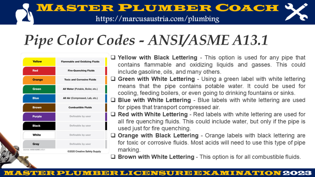 Pipe Color Code Master Plumber Coach